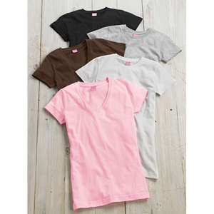LA T Sportswear Women's Fine Jersey V-Neck Longer Length T-Shirt - Dark/Colors