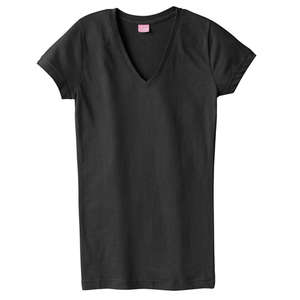 LA T Sportswear Women's Fine Jersey V-Neck Longer Length T-Shirt - Dark/Colors Black