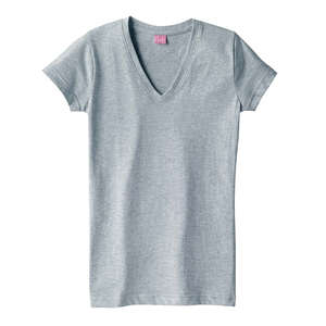 LA T Sportswear Women's Fine Jersey V-Neck Longer Length T-Shirt - Dark/Colors Gray, Heather