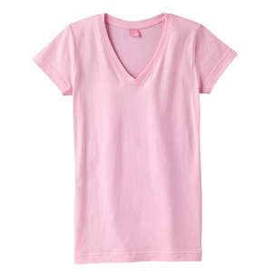LA T Sportswear Women's Fine Jersey V-Neck Longer Length T-Shirt - Dark/Colors Pink