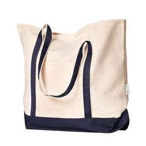 Custom Promotional Anvil 100% Certified Organic Cotton Canvas Boater Tote - Dark/All
