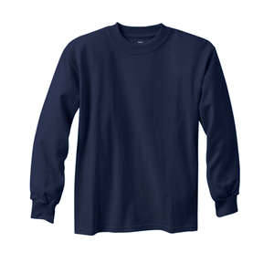 Hanes Youth 6 oz. Tagless Long-Sleeve T-Shirt - Dark/Colors Blue, Navy