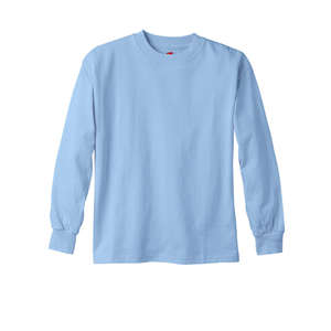 Hanes Youth 6 oz. Tagless Long-Sleeve T-Shirt - Dark/Colors Blue, Light