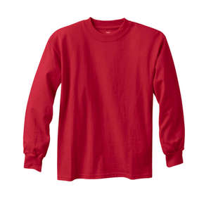 Hanes Youth 6 oz. Tagless Long-Sleeve T-Shirt - Dark/Colors Red, Deep