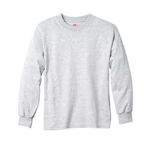 Hanes Youth 6 oz. Tagless Long-Sleeve T-Shirt - Light/Heather Ash