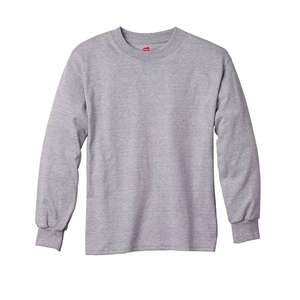 Hanes Youth 6 oz. Tagless Long-Sleeve T-Shirt - Light/Heather Steel, Light