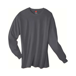 Hanes 6 oz. Tagless Long-Sleeve T-Shirt - Dark/Colors Gray, Smoke