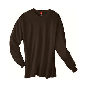 Hanes 6 oz. Tagless Long-Sleeve T-Shirt - Dark/Colors Chocolate, Dark
