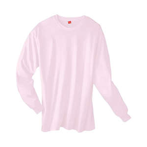 Hanes 6 oz. Tagless Long-Sleeve T-Shirt - Dark/Colors Pink, Pale