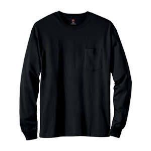Hanes 6 oz. Tagless Long-Sleeve T-Shirt with Pocket - Dark/Colors Black