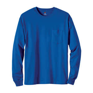 Hanes 6 oz. Tagless Long-Sleeve T-Shirt with Pocket - Dark/Colors Blue, Deep Royal