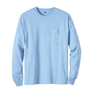 Hanes 6 oz. Tagless Long-Sleeve T-Shirt with Pocket - Dark/Colors Blue, Light
