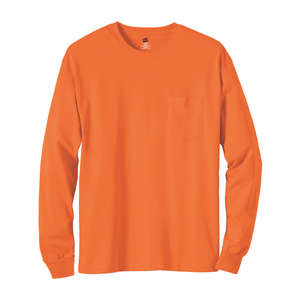 Hanes 6 oz. Tagless Long-Sleeve T-Shirt with Pocket - Dark/Colors Orange