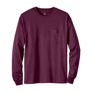 Hanes 6 oz. Tagless Long-Sleeve T-Shirt with Pocket - Dark/Colors Maroon