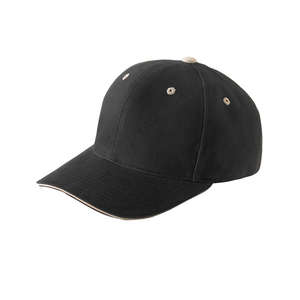 Yupoong 6-Panel Brushed Cotton Twill Mid-Profile Sandwich Cap - Dark/All Black/Khaki