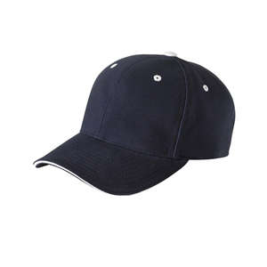 Yupoong 6-Panel Brushed Cotton Twill Mid-Profile Sandwich Cap - Dark/All Blue, Navy/White