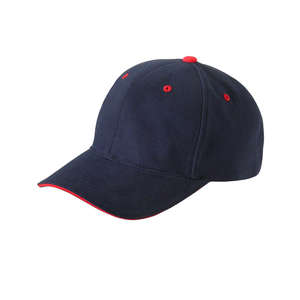 Yupoong 6-Panel Brushed Cotton Twill Mid-Profile Sandwich Cap - Dark/All Blue, Navy/Red
