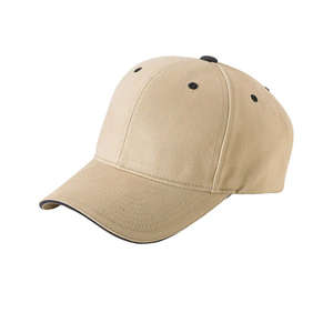 Yupoong 6-Panel Brushed Cotton Twill Mid-Profile Sandwich Cap - Dark/All Khaki/Blue, Navy
