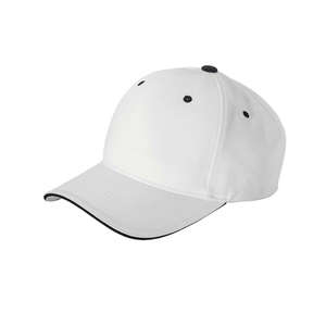 Yupoong 6-Panel Brushed Cotton Twill Mid-Profile Sandwich Cap - Dark/All White/Black