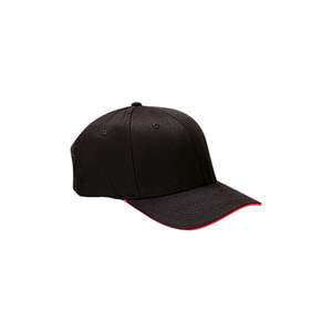 Yupoong Flexfit Wooly Sandwich Cap - Dark/All Black/Red