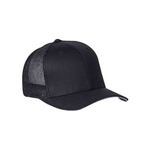 Yupoong Flexfit 6-Panel Trucker Cap - Dark/All Black
