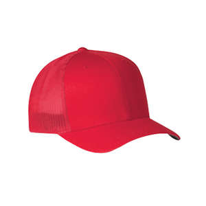 Yupoong Flexfit 6-Panel Trucker Cap - Dark/All Red