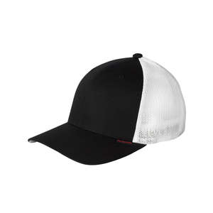 Yupoong Flexfit 6-Panel Trucker Cap - Dark/All Black/White