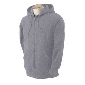 Fruit of the Loom 12 oz. Supercotton Full-Zip Hoodie - Light/Heather Gray, Heathered Athletic