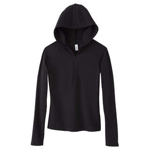 Bella Women's Cotton/Spandex Half-Zip Hoodie - Dark/Colors Black