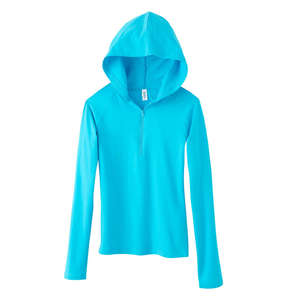 Bella Women's Cotton/Spandex Half-Zip Hoodie - Dark/Colors Turquoise
