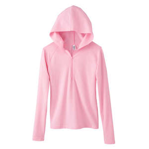 Bella Women's Cotton/Spandex Half-Zip Hoodie - Dark/Colors Pink