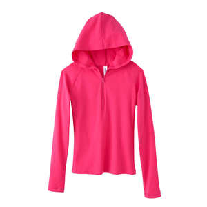 Bella Women's Cotton/Spandex Half-Zip Hoodie - Dark/Colors Fuchsia