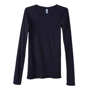 Bella Women's Sophie Sheer Rib Long-Sleeve T-Shirt - Dark/All Blue, Midnight