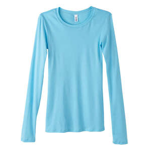 Bella Women's Sophie Sheer Rib Long-Sleeve T-Shirt - Dark/All Aqua, Light