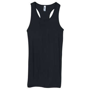 Bella Women's Meredith Sheer Rib Longer-Length Racerback Tank - Dark/All Black
