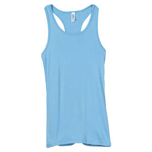 Bella Women's Meredith Sheer Rib Longer-Length Racerback Tank - Dark/All Blue, Ocean