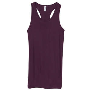 Bella Women's Meredith Sheer Rib Longer-Length Racerback Tank - Dark/All Plum