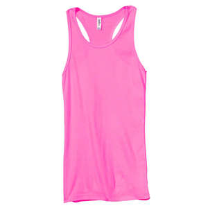 Bella Women's Meredith Sheer Rib Longer-Length Racerback Tank - Dark/All Pink