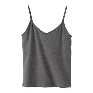 Bella Women's Cotton/Spandex Shelf Bra Tank - Dark/All Gray, Deep Heathered
