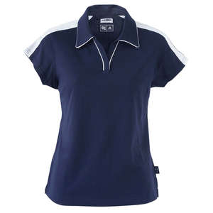 adidas Golf Women's ClimaLite Colorblock Polo - Dark/All Blue, Navy/White