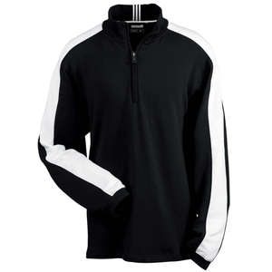adidas Golf Men's ClimaLite Quarter-Zip Colorblock Pullover - Dark/All Black/White
