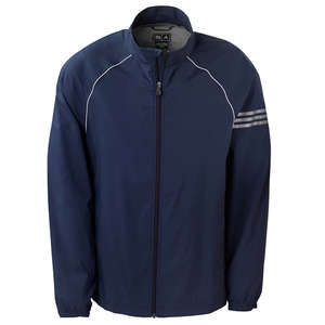 adidas Golf Men's ClimaProof 3-Stripes Full-Zip Jacket - Dark/All Blue, Navy/White/Sterling