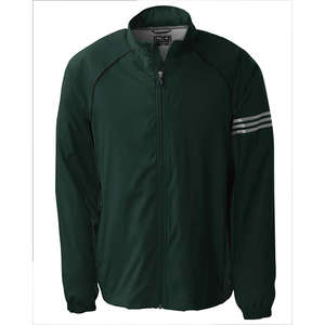 adidas Golf Men's ClimaProof 3-Stripes Full-Zip Jacket - Dark/All Green, Zucchini/Black/Sterling