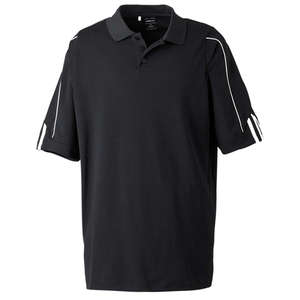 adidas Golf Men's ClimaLite 3-Stripes Cuff Polo - Dark/All Black/White