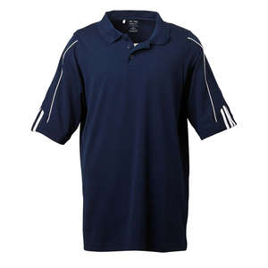 adidas Golf Men's ClimaLite 3-Stripes Cuff Polo - Dark/All Blue, Collegiate Navy/White