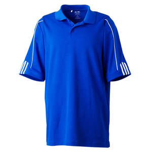 adidas Golf Men's ClimaLite 3-Stripes Cuff Polo - Dark/All Blue, Collegiate Royal/White