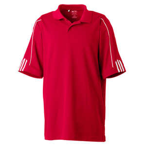 adidas Golf Men's ClimaLite 3-Stripes Cuff Polo - Dark/All Red, University/White