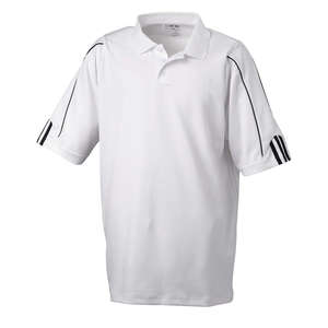 adidas Golf Men's ClimaLite 3-Stripes Cuff Polo - Dark/All White/Black
