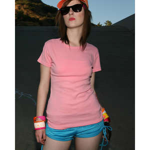 Alternative Women's Rib Crew T-Shirt - Dark/Colors Pink, Rose