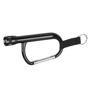 Custom Promotional Jumbo Metal Carabiner Flashlight - Black